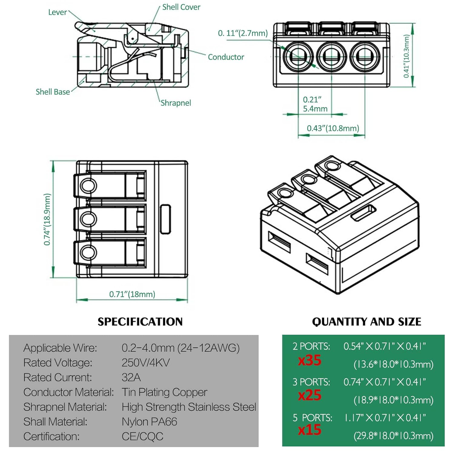 75 Pcs Lever Wire Connector Assortment Kit,DIY Wire Connectors(28-12 AWG),2/3/4 Port Push-in Electrical Connections Terminals
