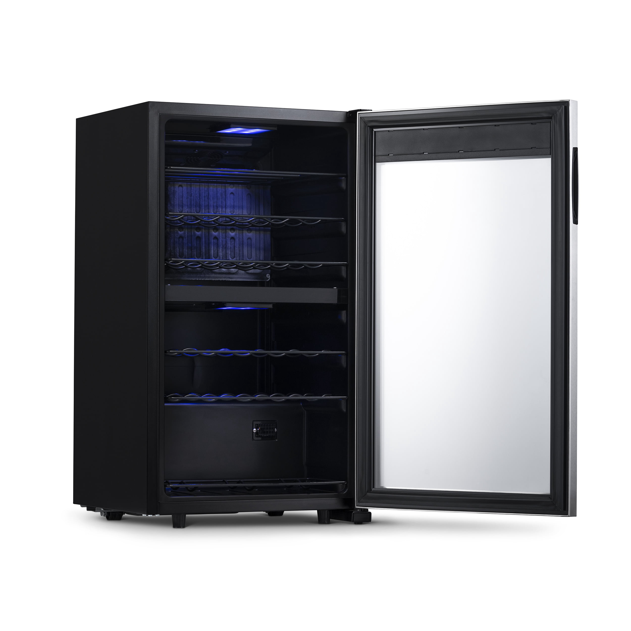 Newair Freestanding 28 Bottle Dual Zone Compressor Wine Fridge in Stainless Steel, Adjustable Racks and Exterior Digital Thermostat