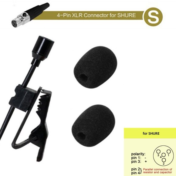 Omnidirectional Lavalier Lapel Clip Mic 4-Pin Mini Xlr for for for Shure Wireless