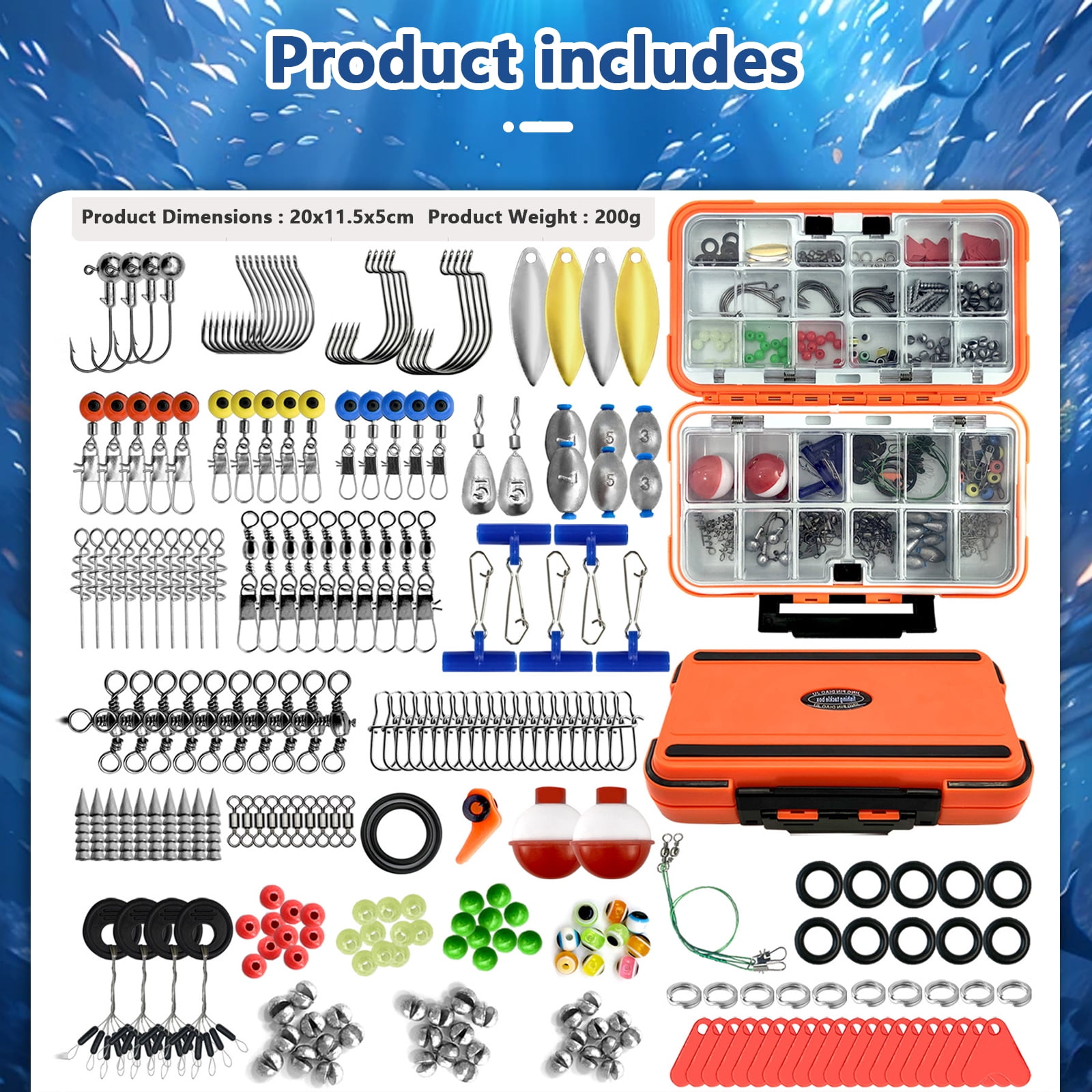 Arcticwind Fishing Accessories Kit,246PCS Fishing Tackle Box with Hooks with Fishing Hooks,Swivels,Beads,Heart Shaped Plastic Sheet for Saltwater & Freshwater Fishing