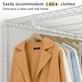 thumbnail image 6 of Clothes Rack, Heavy Duty Clothing Rack for Hanging Clothes, Clothing Rack with Wheels, Adjustable Metal Garment Rack, 15.7" D x 35.5" W x 79" H, White, 6 of 8