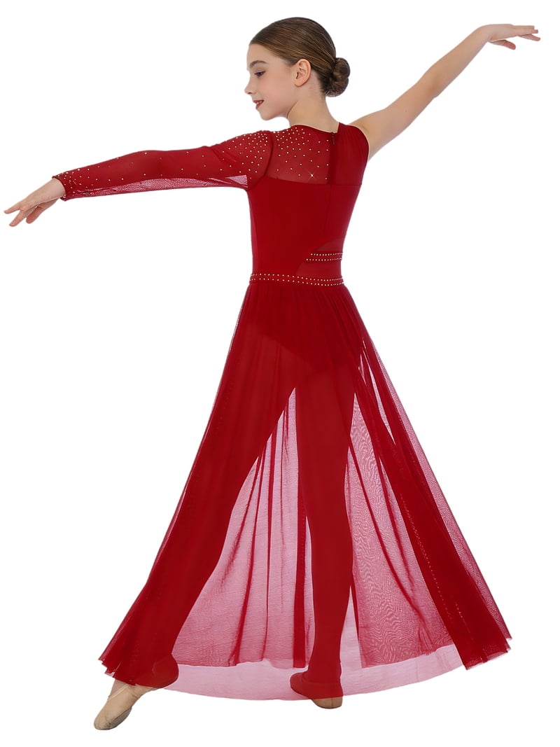 burgundy lyrical dress Move Dance Pandora Asymmetric Lyrical Dress - Burgundy