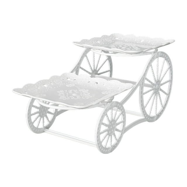 Tnarru 2 Tier Serving Tray 2 Layer Fruit Plate Holder Multipurpose Candy Cake Display Stand Wedding Cake Stand for Party Living Room square