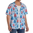 thumbnail image 2 of Yiaed Sailboats On A Waves Print Mens Casual Wrinkle Free Shirts Short Sleeve Button Down Summer Stretch Dress Shirt-, 2 of 5