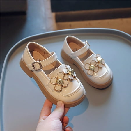 

NIUREDLTD Toddler Kids Grils Dress Shoes Girls Leather Flower Design Soft Round Toe Princess Dress Flat Shoes(Toddler/Little Kid/Big Kids ) PU Leather Princess Shoes White 26
