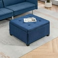 thumbnail image 5 of GVN Storage Ottoman Bench, Ottoman Bench,Round Storage Ottoman Bench, Button Tufted Ottoman with Flip Top, Blue, 5 of 10