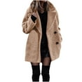 thumbnail image 3 of qolati Women's Winter Trench Coat Double Breasted Wool Blends Cardigan Jacket Long Sleeve Notch Lapel Mid-Length Peacoat Outwear, 3 of 9