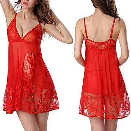 

TANGNADE Sexy Ladies Lingerie Sleepwear Women Plus Size Lace Bow Underwear Night Dress