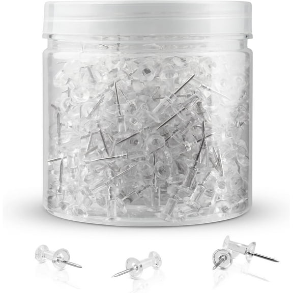 400Pcs Push Pins, Clear Thumb Tacks for Bulletin Board, Stick Pins Thumb Tacks for Cork Board Wall Hangings, Office Push Pins Steel Point and Clear Plastic Head