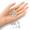 thumbnail image 4 of 10Pcs 10 Style Platinum Tone Alloy Rhinestone Pendants Flower & Heart Lock & Butterfly & Eiffel Tower Charms Crystal 15~36x11~19x2~4mm Hole: 1.8~4mm 1Pc/style, 4 of 5