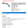 thumbnail image 2 of Front Right Lower Control Arm and Ball Joint Assembly - Compatible with 1995 - 1998 Eagle Talon 1996 1997, 2 of 2