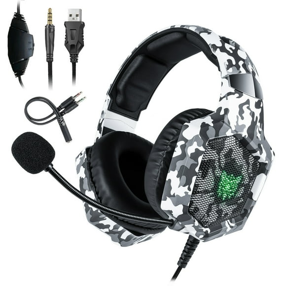 ONIKUMA K8 3.5mm Gaming Headset Stereo Over-ear Headphones RGB LED Lights Noise-canceling Microphone Control for New Xbox One PC Computer Laptop