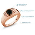 thumbnail image 6 of Gem Stone King 1.66 Ct Black Onyx White Created Sapphire 18K Rose Gold Plated Silver Men's Ring, 6 of 6