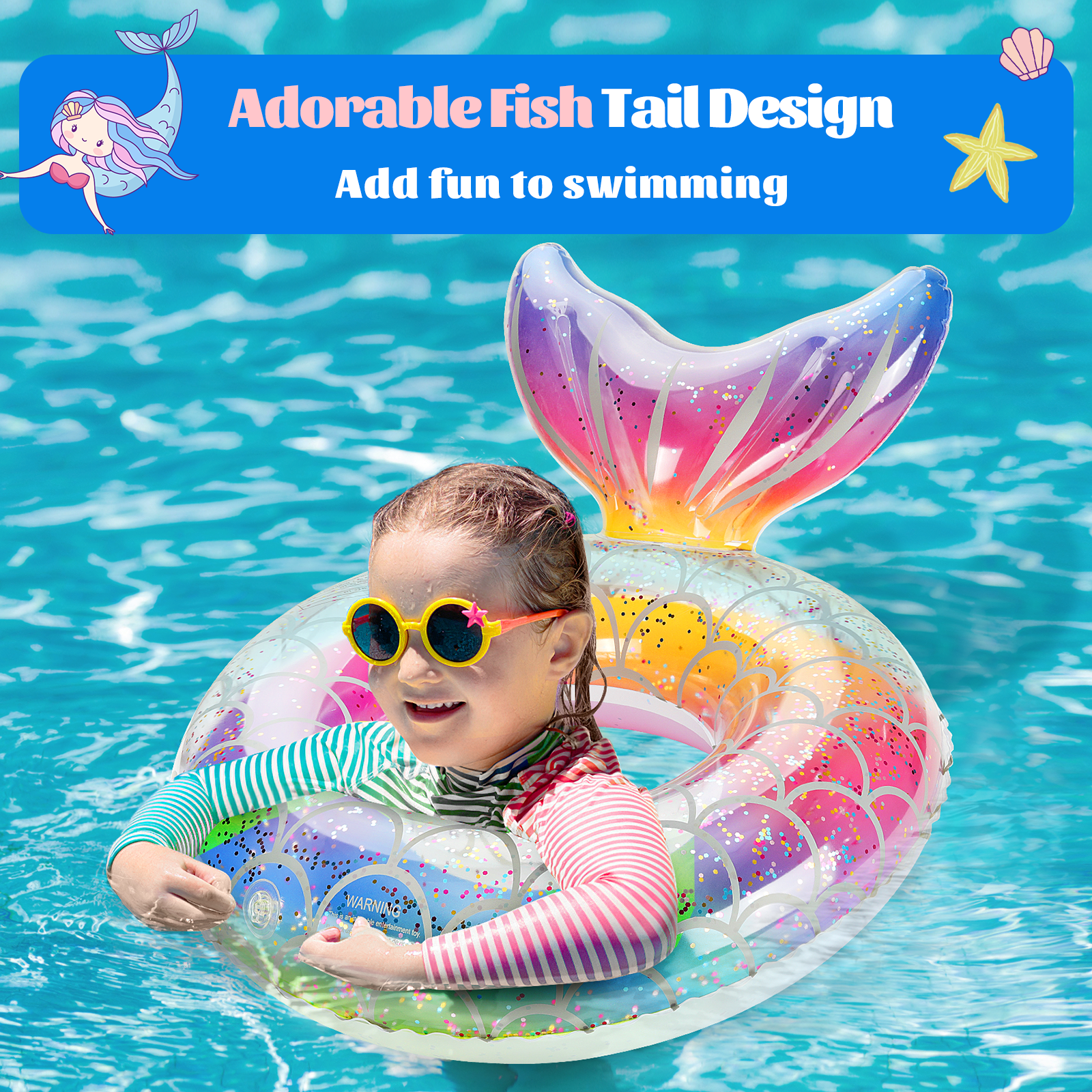 MoKo Mermaid Pool Float Ring, Rainbow photo 5