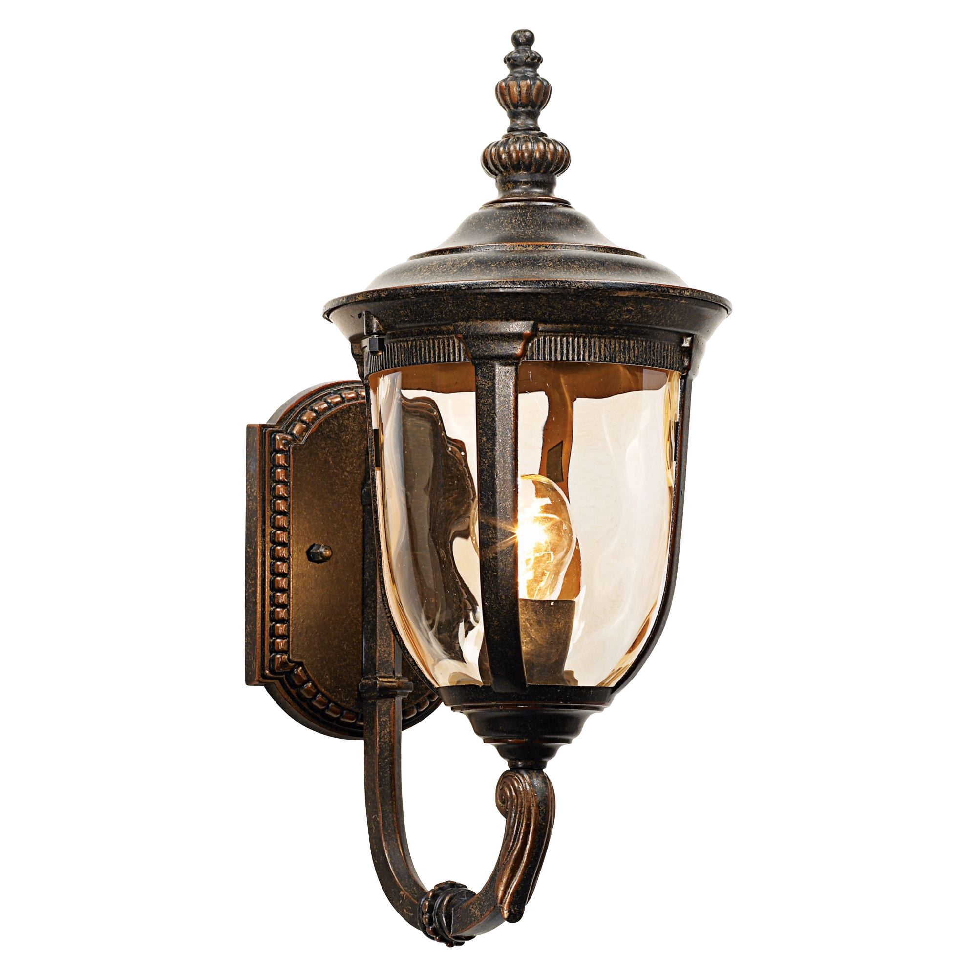 John Timberland Bellagio Vintage Rustic Outdoor Wall Light Fixture Veranda Bronze Upbridge 16 1/2" Champagne Glass for Post Exterior Barn Deck House