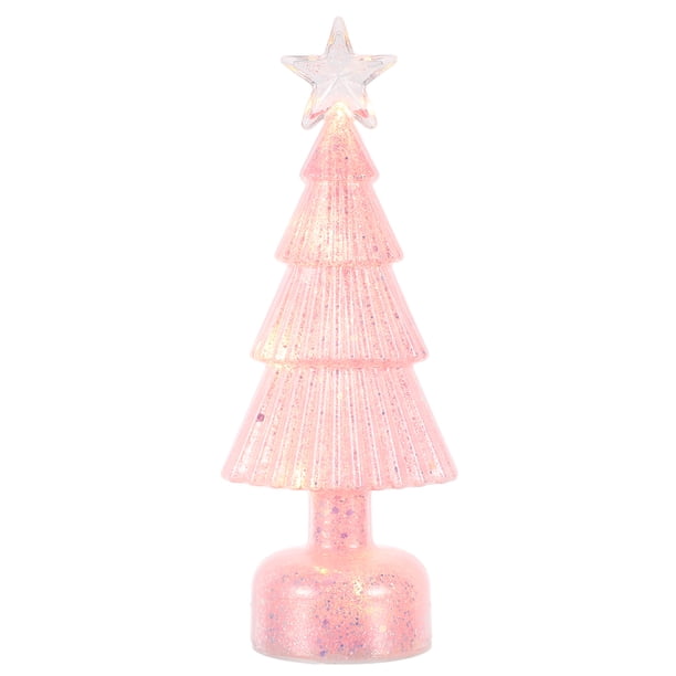 Árbol de Navidad de mesa con luces: Mini árbol LED a pilas, centro de mesa navideño iluminado, luz nocturna decorativa para escritorio, estante, repisa, decoración.