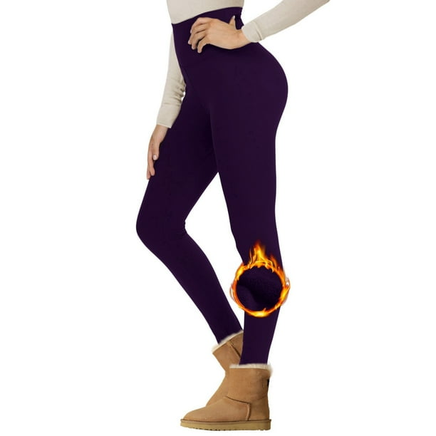 MKLEKYY Leggings para mujer con forro de lana de cordero, pantalones de yoga de cintura alta para invierno, leggings suaves y cálidos
