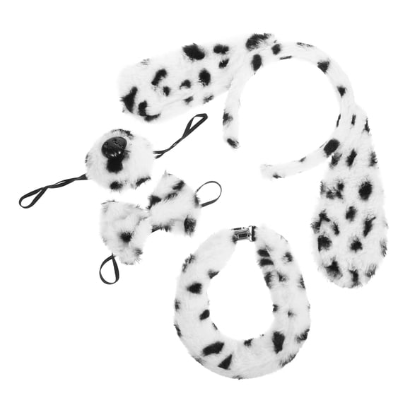 WASHWEPE 1Set Animal Cosplay Dog Costume Kit with Decorative Headband Bowtie and Tail for Party Use