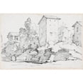 thumbnail image 3 of Joseph-Marie Vien 18x14 Black Modern Framed Museum Art Print Titled - Italian Farm Buildings by a Stream (1744-1750), 3 of 5