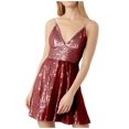 thumbnail image 5 of Homecoming Dresses Dgankt Women Sequin Sexy V Neck Shift Dress Sparkly Glitter Sleeveless Short Flowy Loose Party Night Out Club Dress, 5 of 8