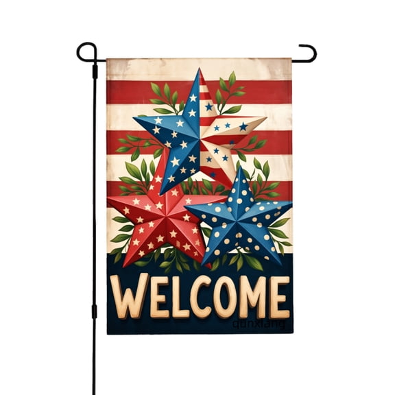 Amhnf Welcome Patriotic Stars And Stripes Garden Flag For Home Outdoor Garden Yard Decor 12x18 inch