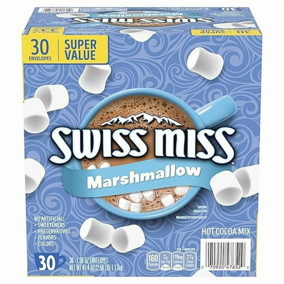 Swiss Miss Chocolate Hot Cocoa Mix With Marshmallows, 30 Count (Pack of 1) Hot Cocoa Packets