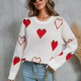 thumbnail image 2 of Pull Cœur pour Femmes! Fadeal Pull à Capuche Tricoté Col Rond Amour de la Saint-Valentin pour Femmes Hiver Printemps Blanc m, 2 of 4