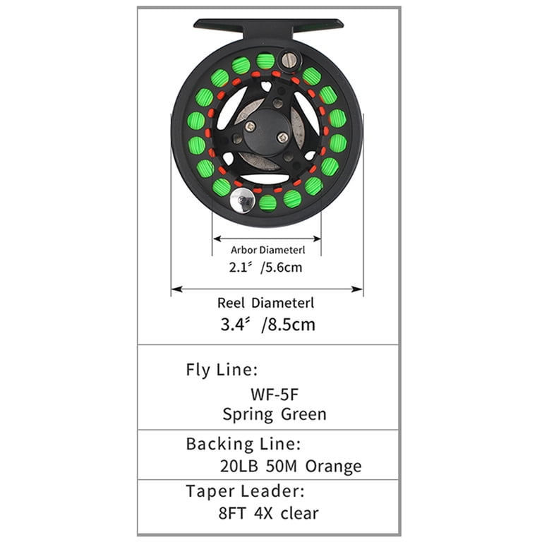 Space Aluminum Fly Fishing Reel - 3 Ball Bearing, 1:1 Gear Ratio, 9lb Drag, Silver/Red (Size 1000)