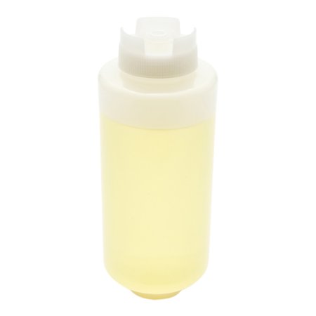 First In First Out 32 oz Clear Plastic Squeeze Bottle - Inverted, Refill & Dispensing Lid - 3 1/2" x 3 1/2" x 9" - 1 count box