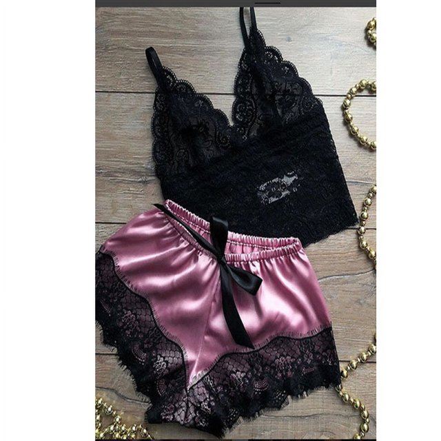 Pijama de encaje Conjunto de pijama de encaje elegante y cómodo para estar en casa.