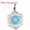 Blue Turquoise, variant on 1x Round Bead Mini Crystal Flower Pendant Stone Gemstone Jewelry Healing Reiki-Blue Turquoise-1PC (Random Pick)