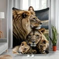 thumbnail image 3 of Lion Family Design Flannel Blanket - Soft Warm All-Season Cozy Throw for Sofa Bed Camping Travel Office - Contemporary Wildlife Theme Home Decor, Home Decor Blanket, 3 of 6