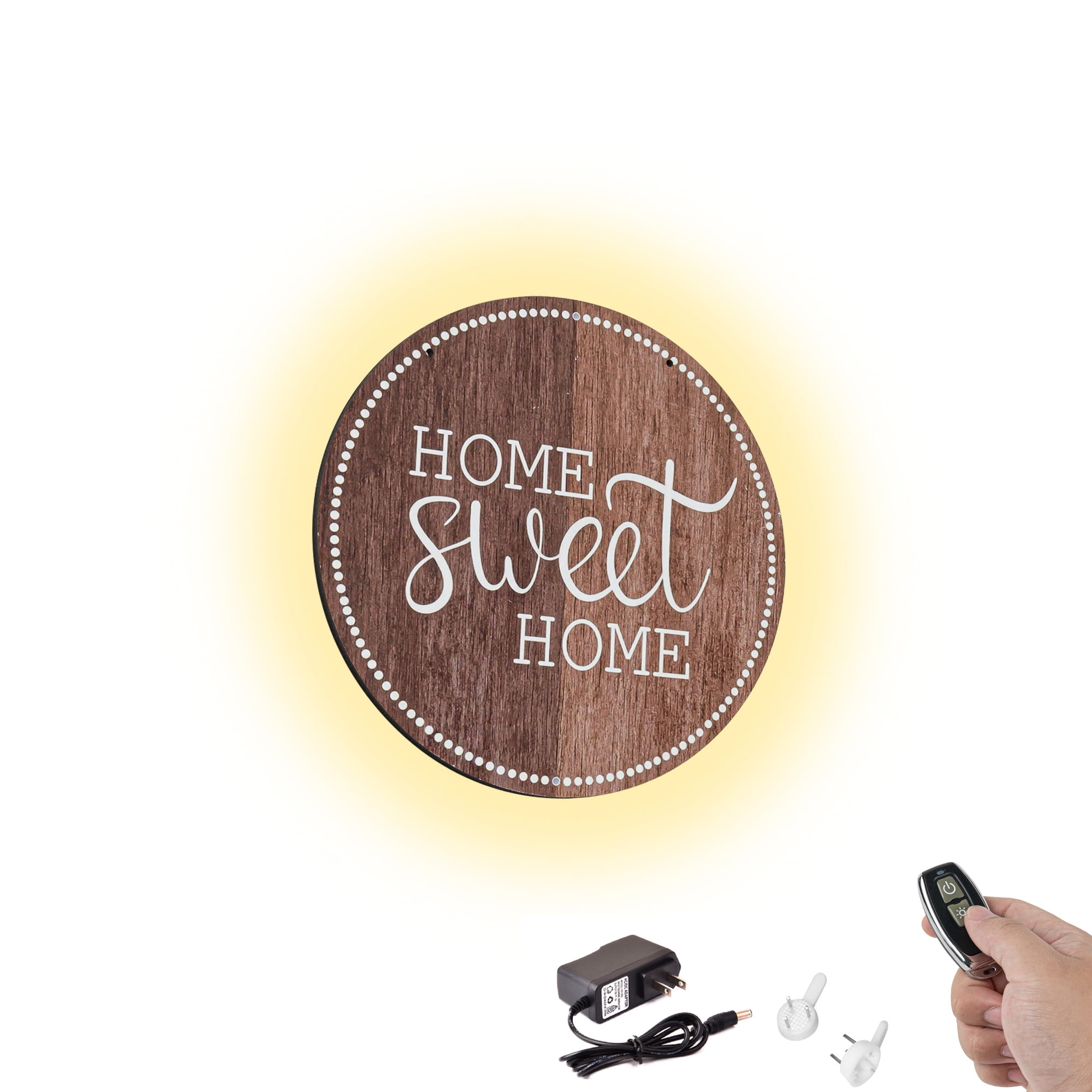 Kiven Led Wooden Wall Lamp, Battery Operated Wall Lights with Remote