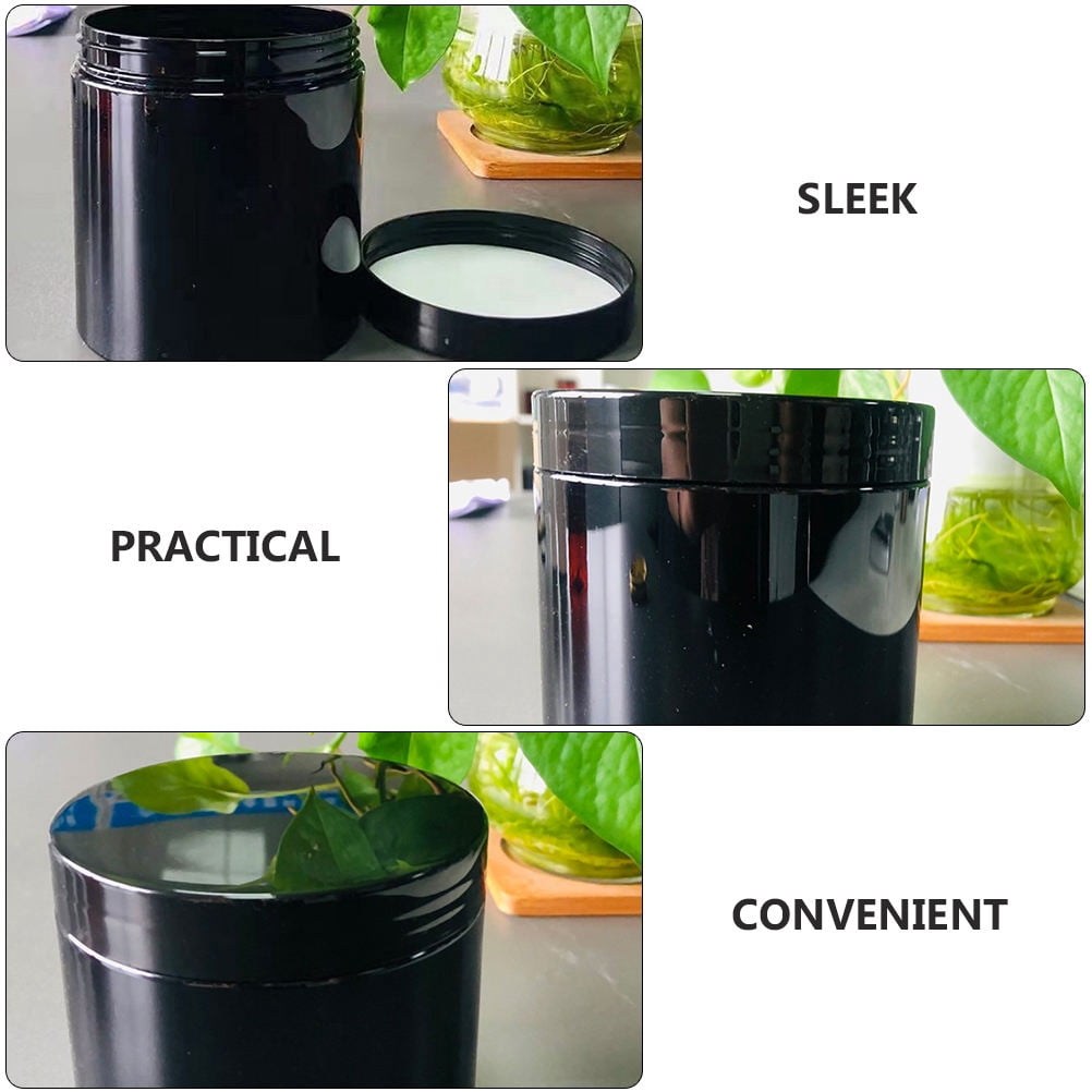 KHBUAB 12Pcs Black Plastic Cosmetic Jars Leak Proof Cream Containers for Travel Storage