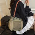 thumbnail image 4 of Hfppkn Green Lightweight Nylon Casual Commuter Shoulder Bag, Trendy Underarm Top Handle Purse for Daily Use 23x22x13cm, 4 of 7