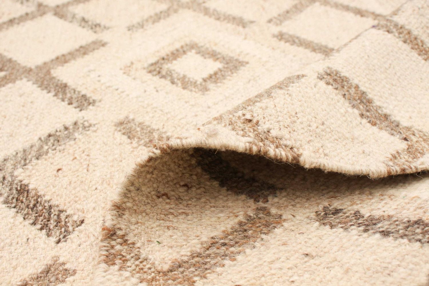 ECARPETGALLERY 5'6" x 7'7" Flat-weaves & Kilims Organica Hand Made Area Rug for Living Room, Dining Room and Bedroom in Ivory