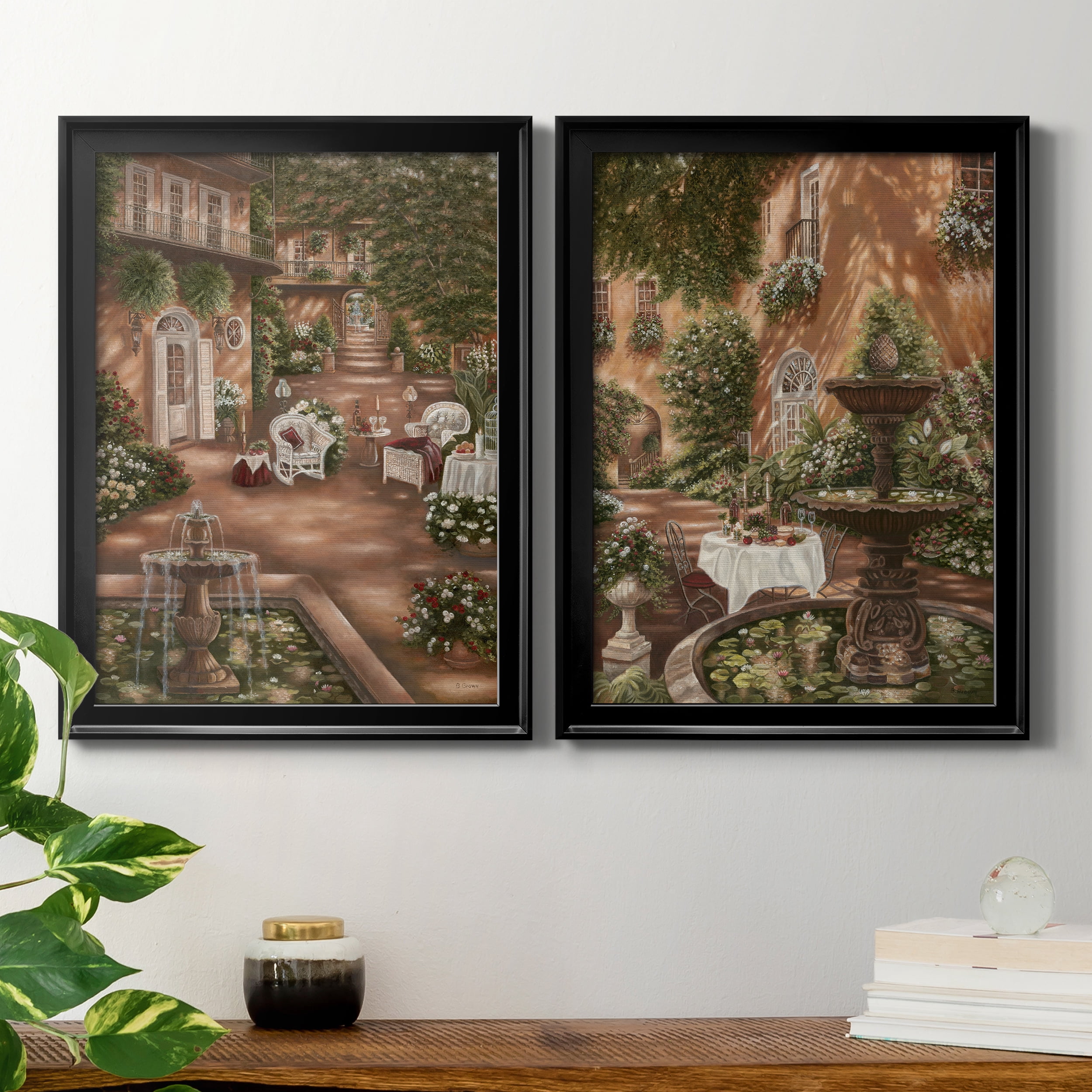 2 Piece Set Evening Cocktails I Premium Framed Canvas - Ready to Hang - 18.5 x 24.5 Each - Black Frame