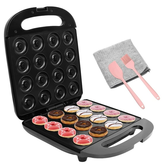 Mini Donut Maker, Mini máquina para hacer panqueques, Hornear 16 Mini Donuts, Superficie Antiadherente, Máquina para Hacer Pasteles, Calentamiento de Doble Cara, Perfecto para Desayunos, Aperitivos, P