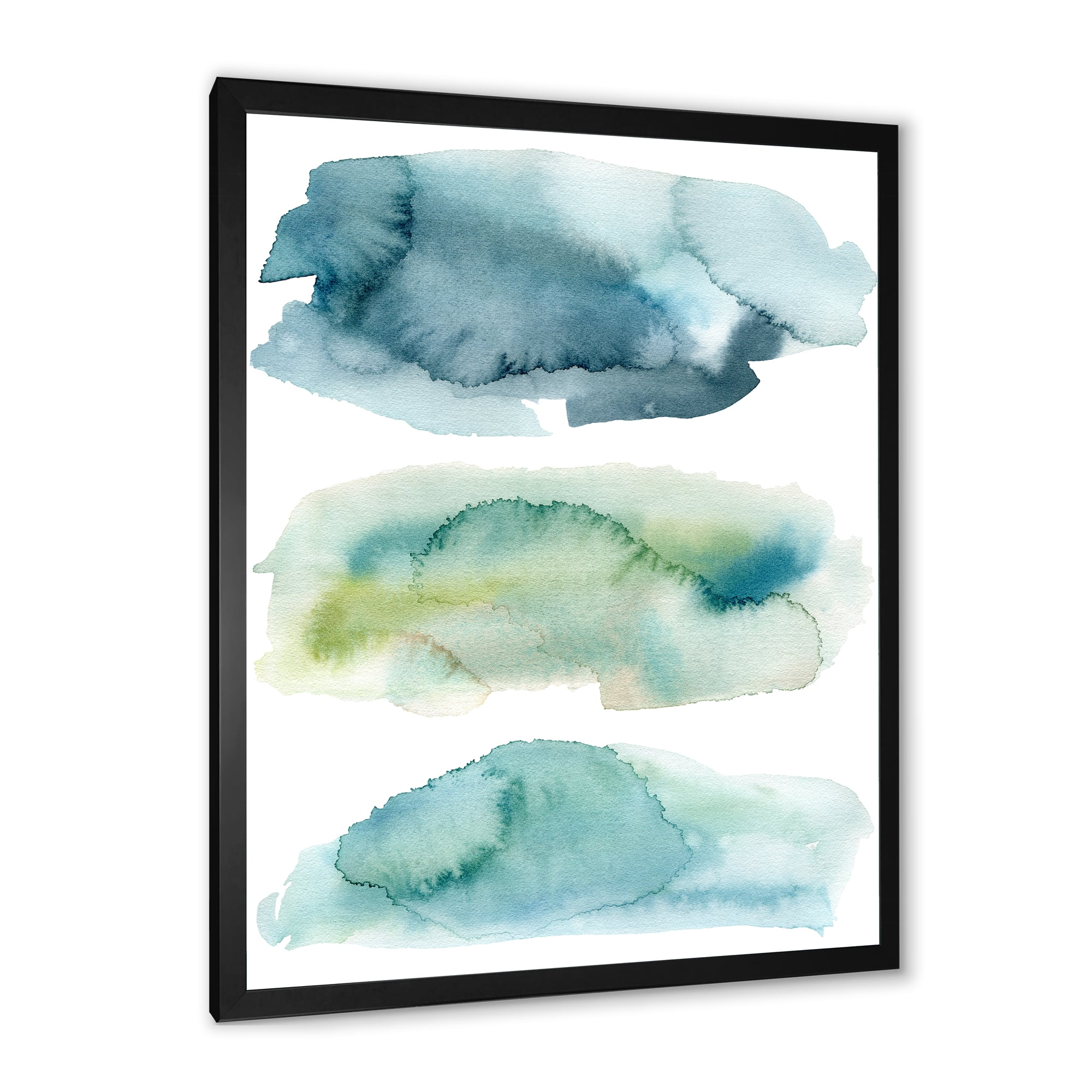 Designart 'Green and Blue Clouds' Modern Framed Art Print