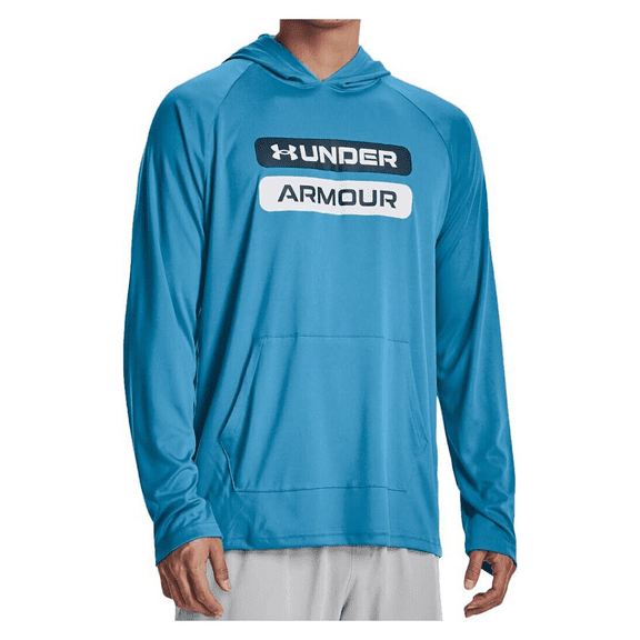 Under Armour Men's Velocity Wordmark Long Sleeve Hoodie, Blue, XL
