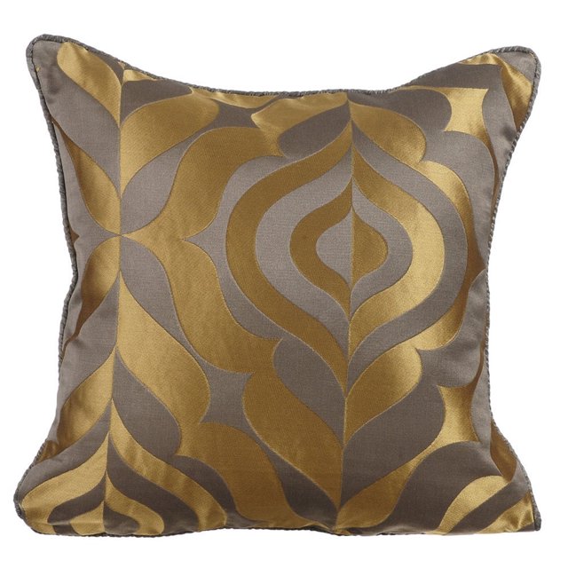 Funda de cojín para sofá, decorativa dorada, 40 x 40 cm (16 x 16 pulgadas), jacquard, abstracta y moderna, para sofá, de lujo, gris y dorado.