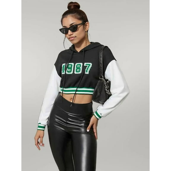 1987 Graphic Cropped Hoodie