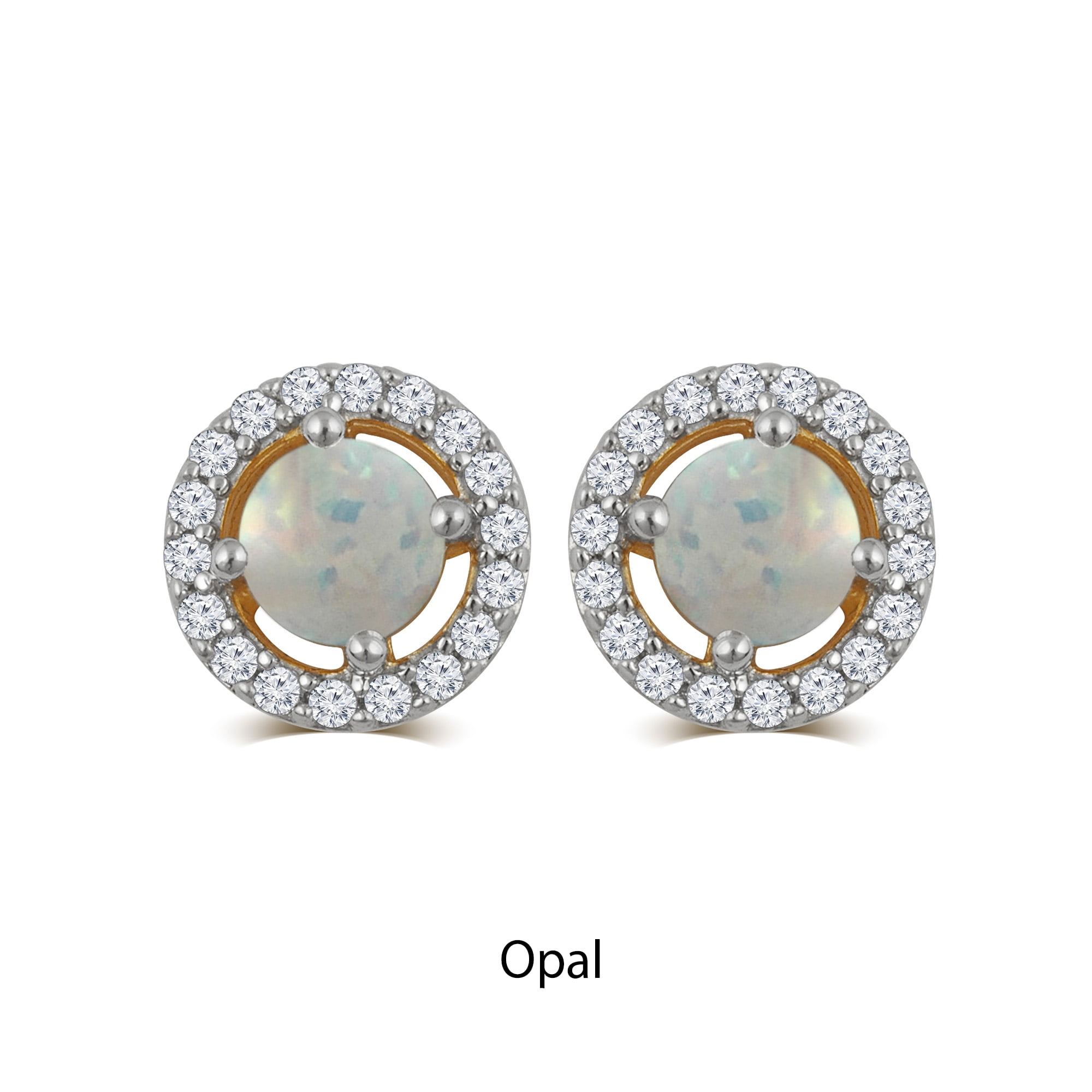 Opal and White Sapphire Birthstone Earring in Sterling Silver