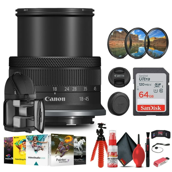 Canon RF-S 18-45mm F/4.5-6.3 IS STM Lens with 64GB Card   More (International Version)
