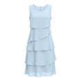 thumbnail image 7 of Eawtki Women's Scoop Neck Sleeveless Mini Dress Multi Tier Chiffon Ruffle Hem Loose Fit Casual Summer Wedding Guest Shift Dress, 7 of 7
