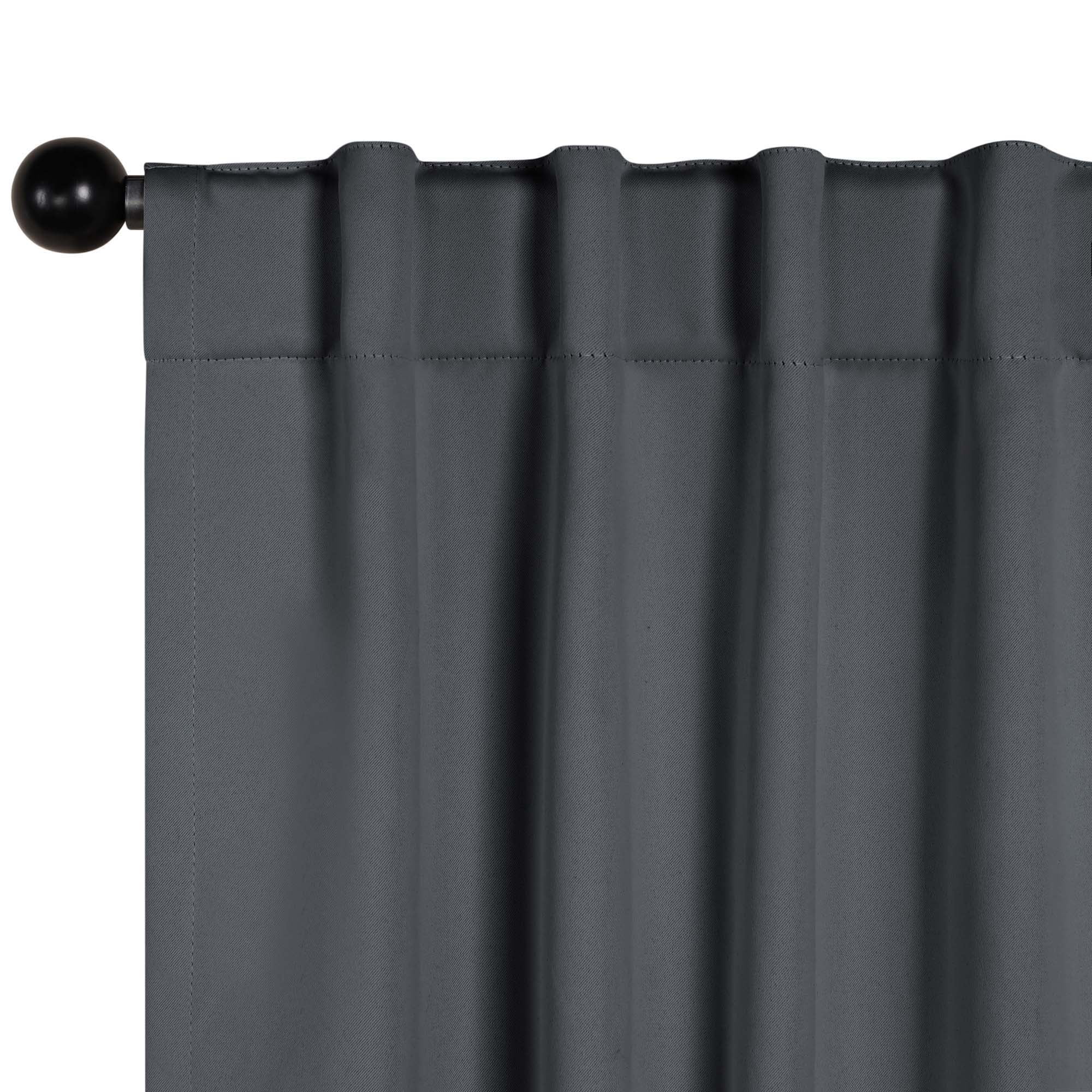 Superior Blackout Solid Light Filtering Back Tab Curtain Panel Set, 52" x 84", Grey