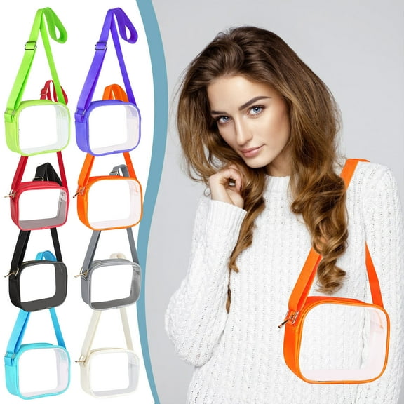 Seyotauo Clear Stadium Bags for Women, Transparent Crossbody Purse with Removable Strap, Water-Resistant PVC Tote for Concerts, Sports Games, Music Festivals and Casino Events