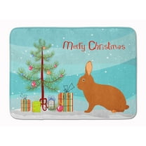 Carolines Treasures BB9336RUG Rex Rabbit Christmas Machine Washable Memory Foam Mat Teal 19 X 27" multicolor