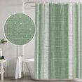 thumbnail image 5 of 54x78 Inch Shower Curtain Decorative Vintage Green Striped Bathtub Bath Curtains Fabric Waterproof Bathroom Decor, Farmhouse Modern Stripes Boho Texture Small Stall Shower Curtain Set with 12 Hooks, 5 of 7