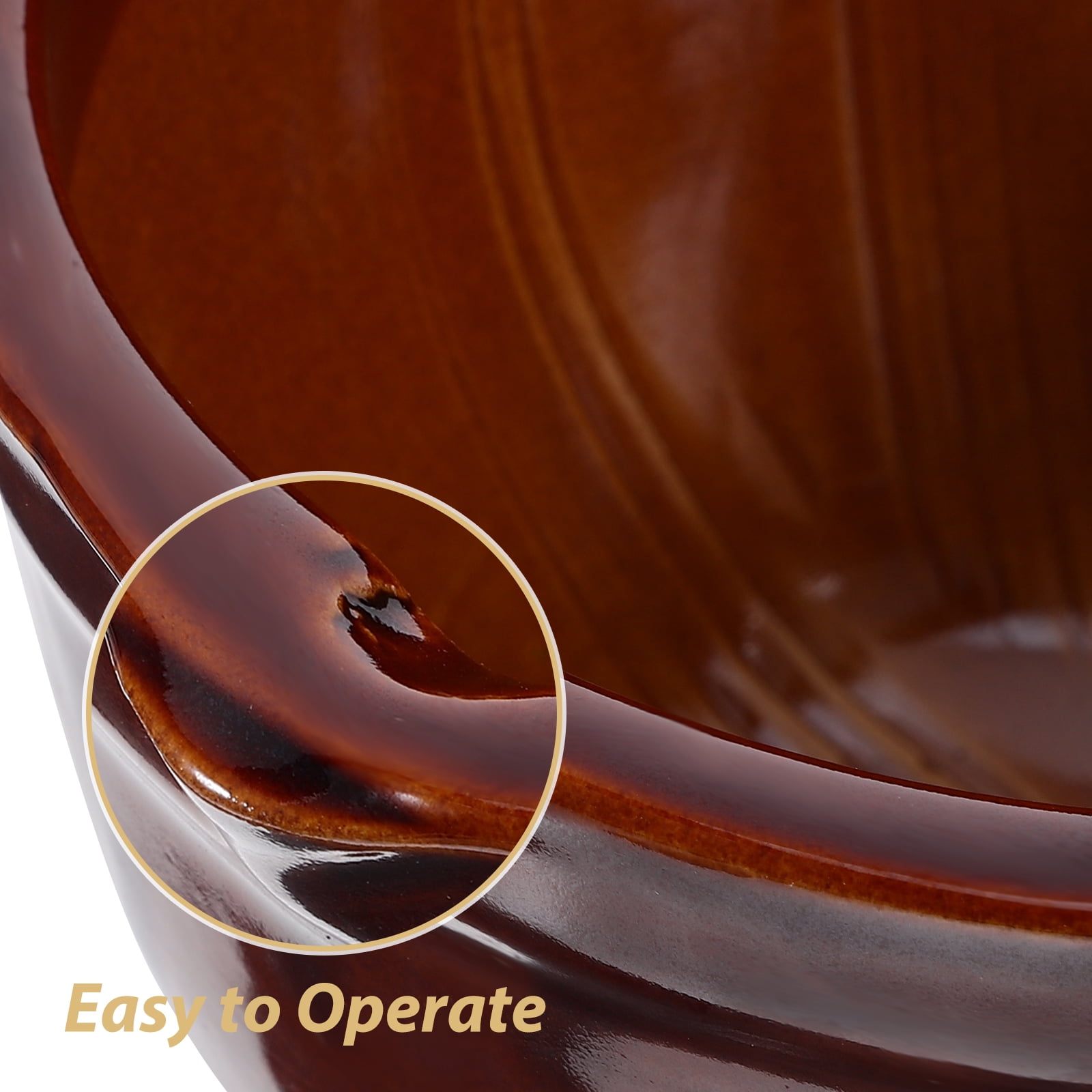 FRCOLOR  Mashed Garlic Bowl Formula Mixer Handles Butter Churner Brown